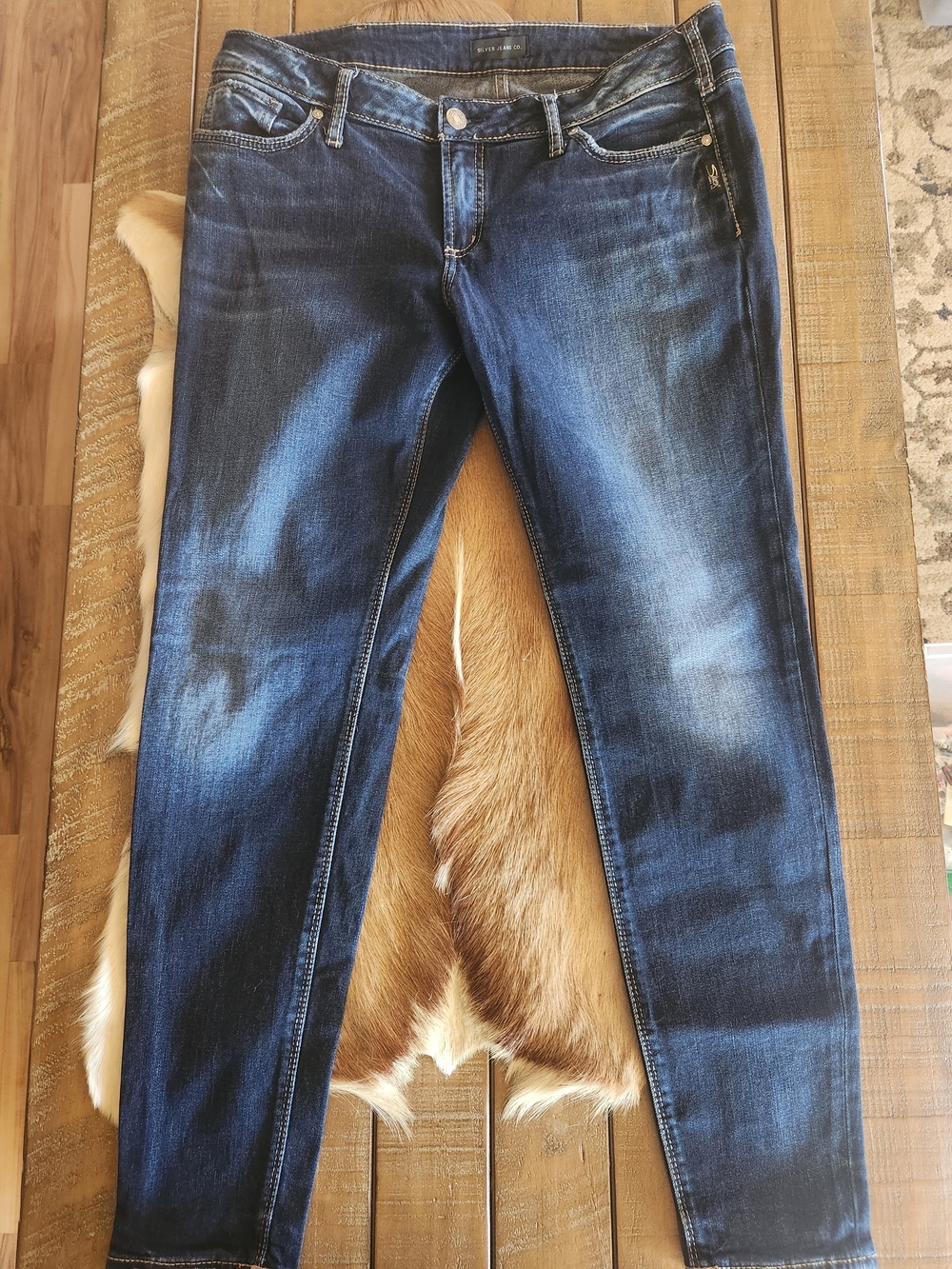 Silver Jeans Skinny Dark Blue Wash Stretch Denim